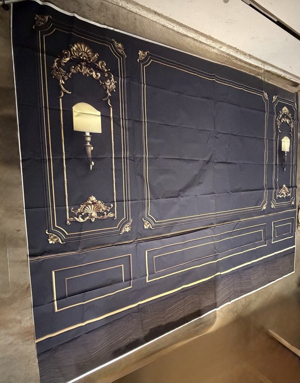 7x5ft Retro Room Inside Backdrop Vintage Lantern Dark Blue Wall Artistic B...